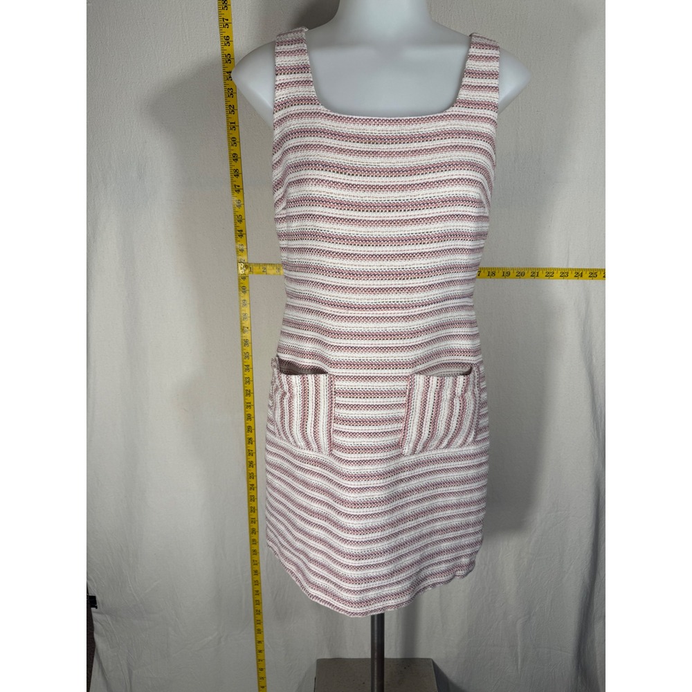 LOFT Tweed Chic Shift Dress Size 2 Pink Striped Sleeveless Pockets Sophisticated